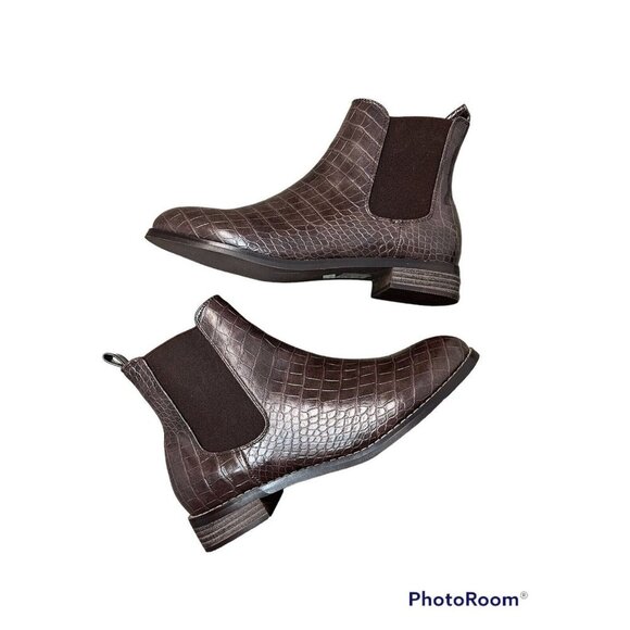 WESTCONNEX Faux Leather Ankle Boots Size EUR 38 US 8 Crocodile Pattern New (sk26 - Picture 1 of 4